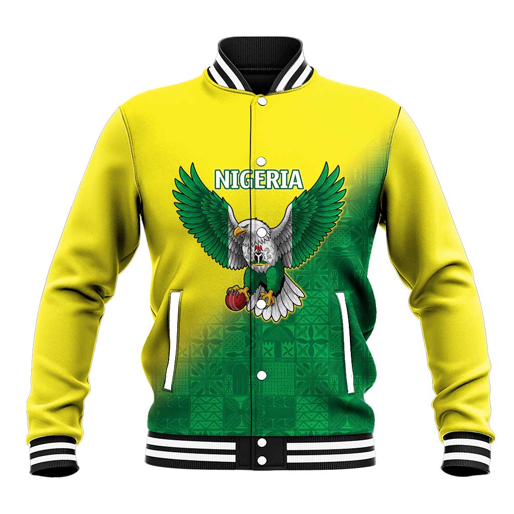 Custom Cricket African Nigeria Baseball Jacket Najeriya Angry Eagle Flag Motif - African Pride