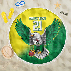 Custom Cricket African Nigeria Beach Blanket Najeriya Angry Eagle Flag Motif - African Pride