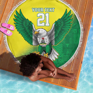 Custom Cricket African Nigeria Beach Blanket Najeriya Angry Eagle Flag Motif - African Pride