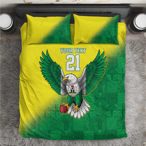 Custom Cricket African Nigeria Bedding Set Najeriya Angry Eagle Flag Motif - African Pride