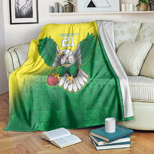 Custom Cricket African Nigeria Blanket Najeriya Angry Eagle Flag Motif - African Pride