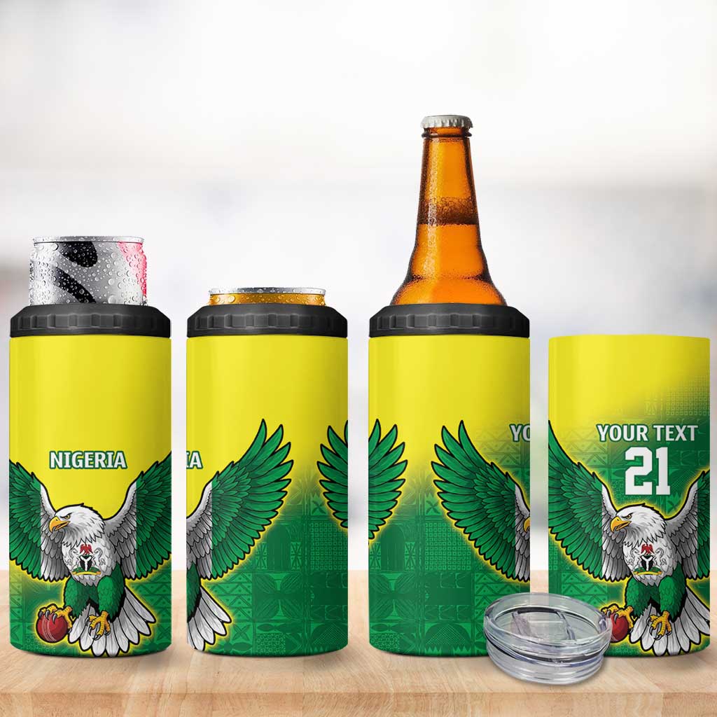 Custom Cricket African Nigeria 4 in 1 Can Cooler Tumbler Najeriya Angry Eagle Flag Motif - African Pride