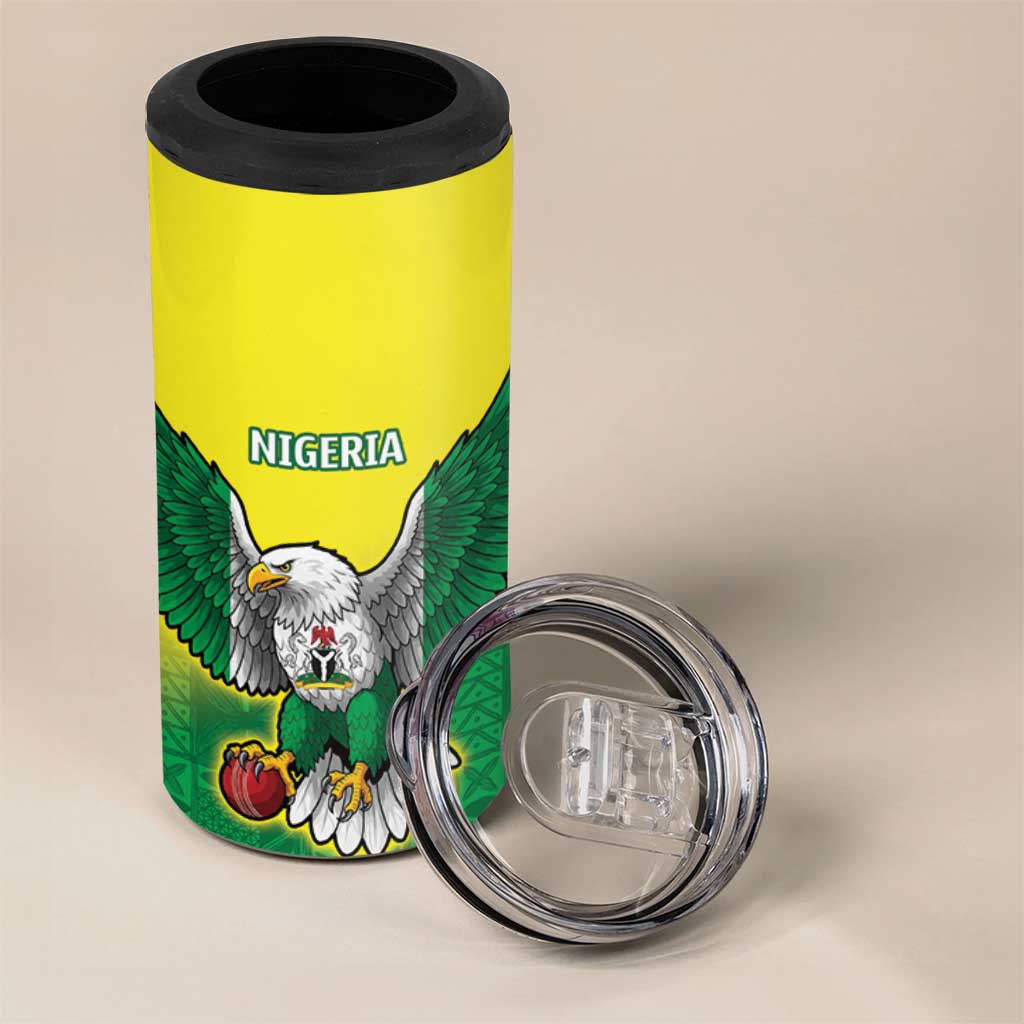 Custom Cricket African Nigeria 4 in 1 Can Cooler Tumbler Najeriya Angry Eagle Flag Motif - African Pride