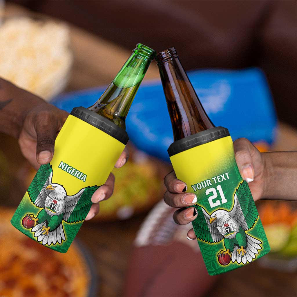 Custom Cricket African Nigeria 4 in 1 Can Cooler Tumbler Najeriya Angry Eagle Flag Motif - African Pride