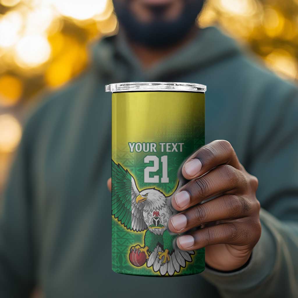 Custom Cricket African Nigeria 4 in 1 Can Cooler Tumbler Najeriya Angry Eagle Flag Motif - African Pride