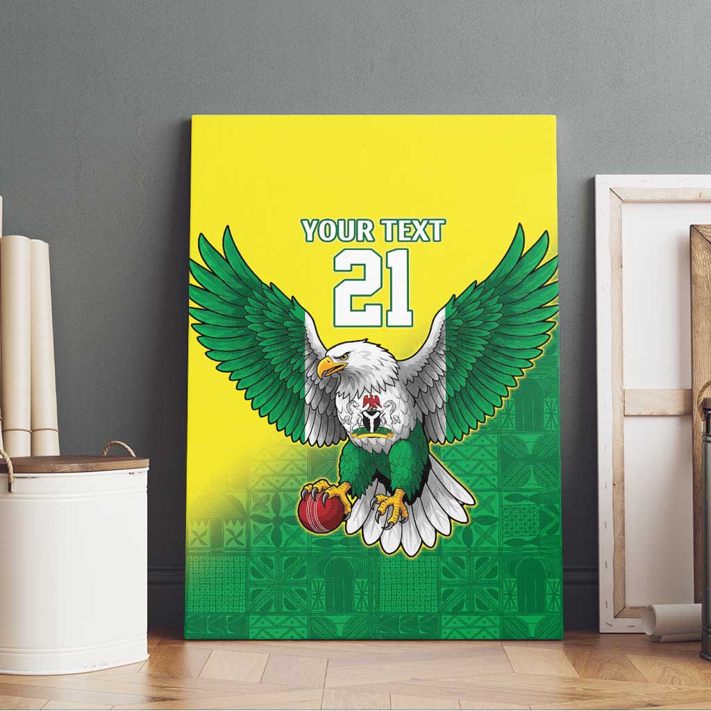 Custom Cricket African Nigeria Canvas Wall Art Najeriya Angry Eagle Flag Motif - African Pride