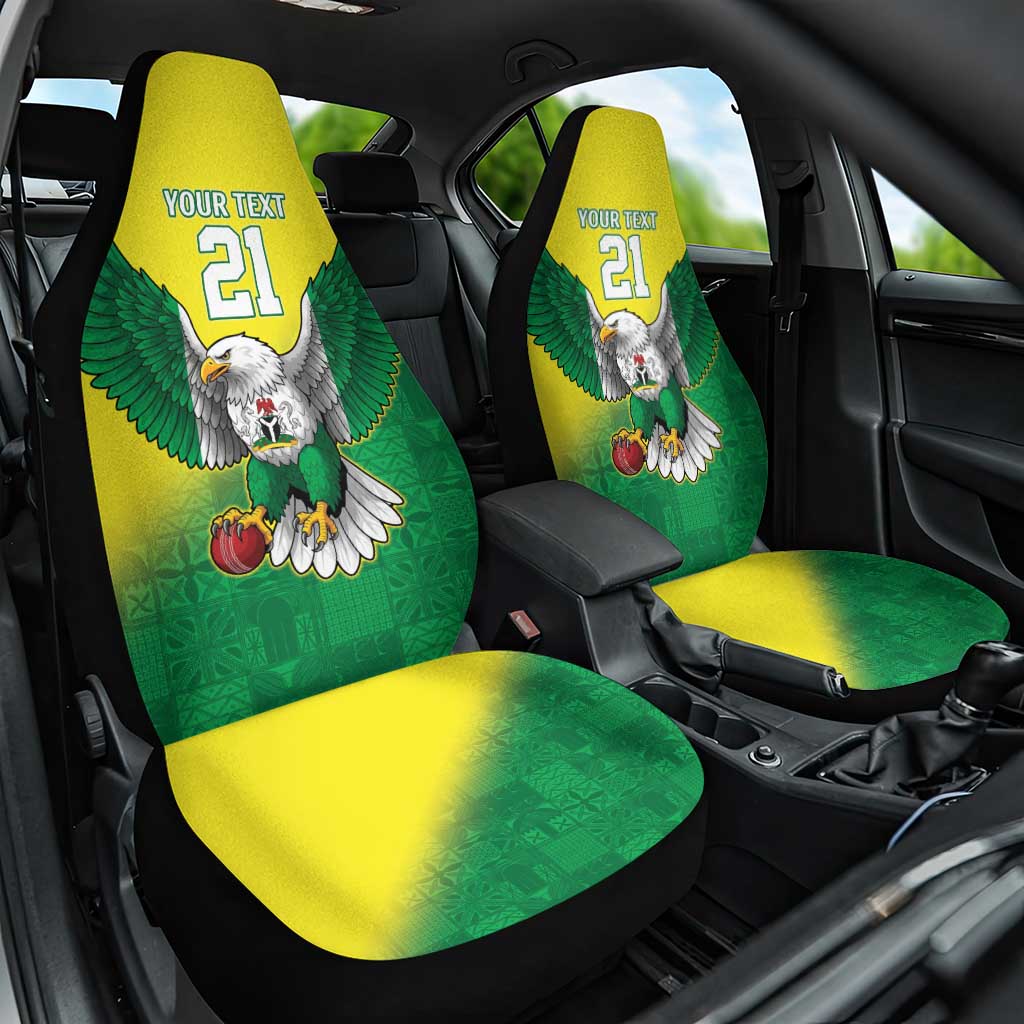 Custom Cricket African Nigeria Car Seat Cover Najeriya Angry Eagle Flag Motif - African Pride