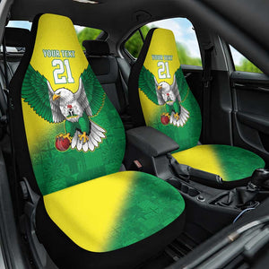 Custom Cricket African Nigeria Car Seat Cover Najeriya Angry Eagle Flag Motif - African Pride