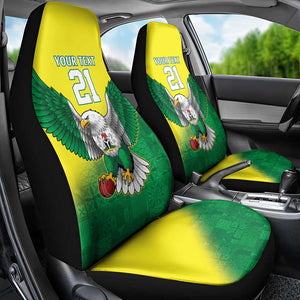 Custom Cricket African Nigeria Car Seat Cover Najeriya Angry Eagle Flag Motif - African Pride