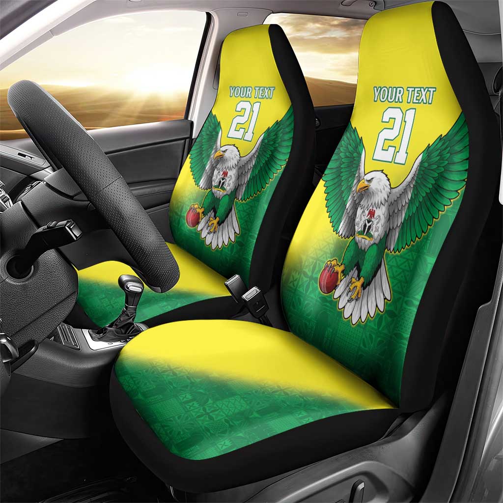 Custom Cricket African Nigeria Car Seat Cover Najeriya Angry Eagle Flag Motif - African Pride