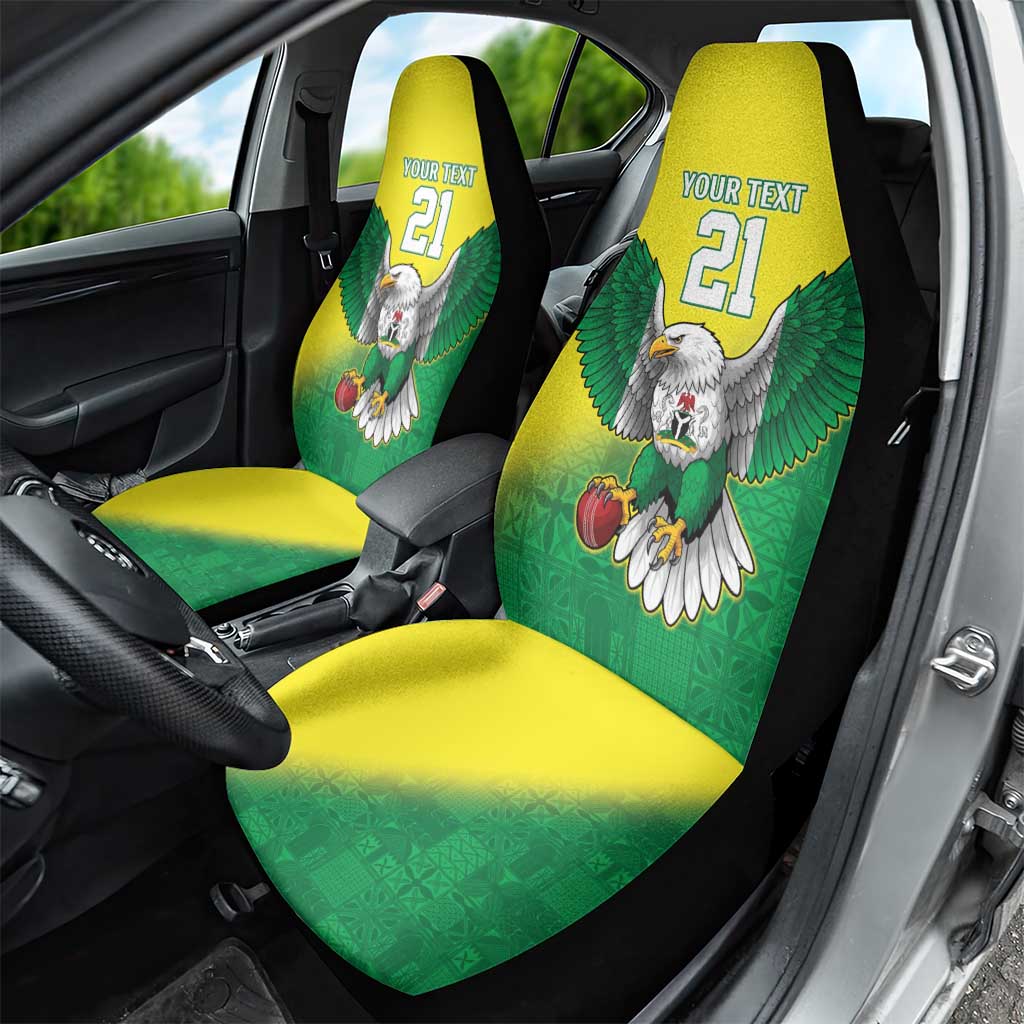 Custom Cricket African Nigeria Car Seat Cover Najeriya Angry Eagle Flag Motif - African Pride