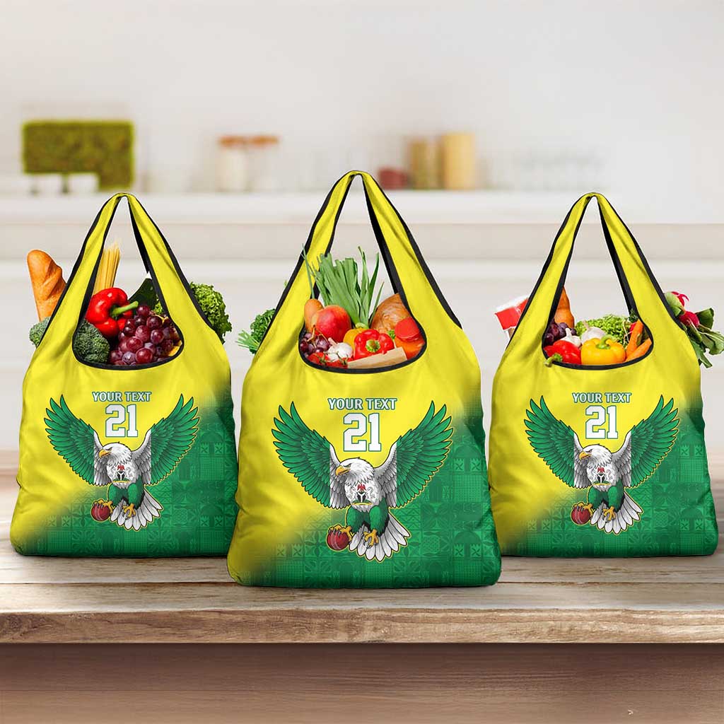 Custom Cricket African Nigeria Grocery Bag Najeriya Angry Eagle Flag Motif - African Pride