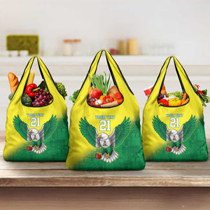 Custom Cricket African Nigeria Grocery Bag Najeriya Angry Eagle Flag Motif - African Pride