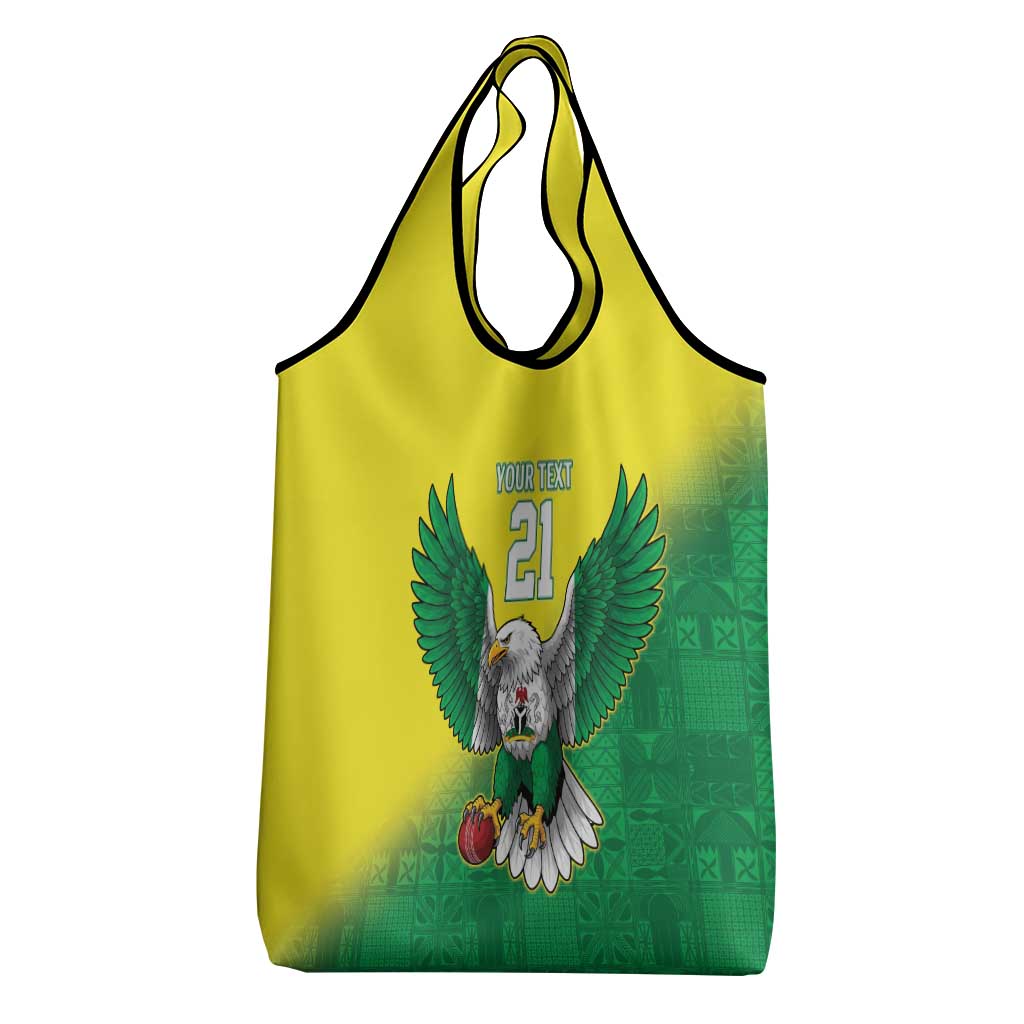 Custom Cricket African Nigeria Grocery Bag Najeriya Angry Eagle Flag Motif - African Pride