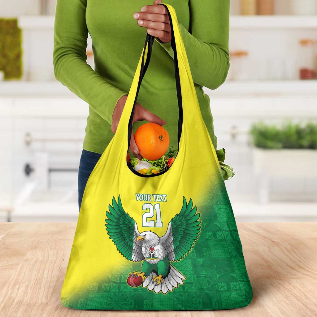 Custom Cricket African Nigeria Grocery Bag Najeriya Angry Eagle Flag Motif - African Pride