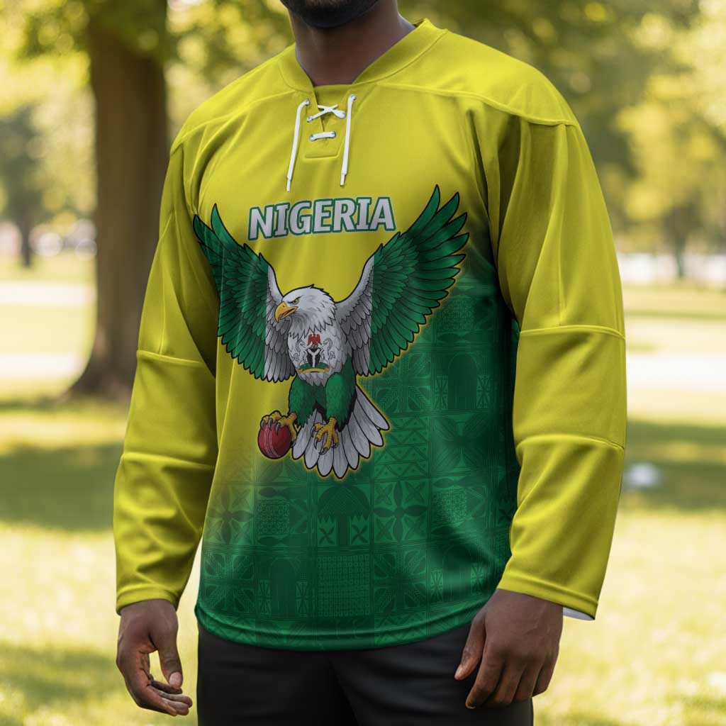 Custom Cricket African Nigeria Hockey Jersey Najeriya Angry Eagle Flag Motif