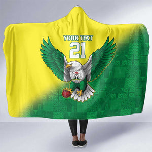 Custom Cricket African Nigeria Hooded Blanket Najeriya Angry Eagle Flag Motif - African Pride