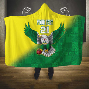 Custom Cricket African Nigeria Hooded Blanket Najeriya Angry Eagle Flag Motif - African Pride
