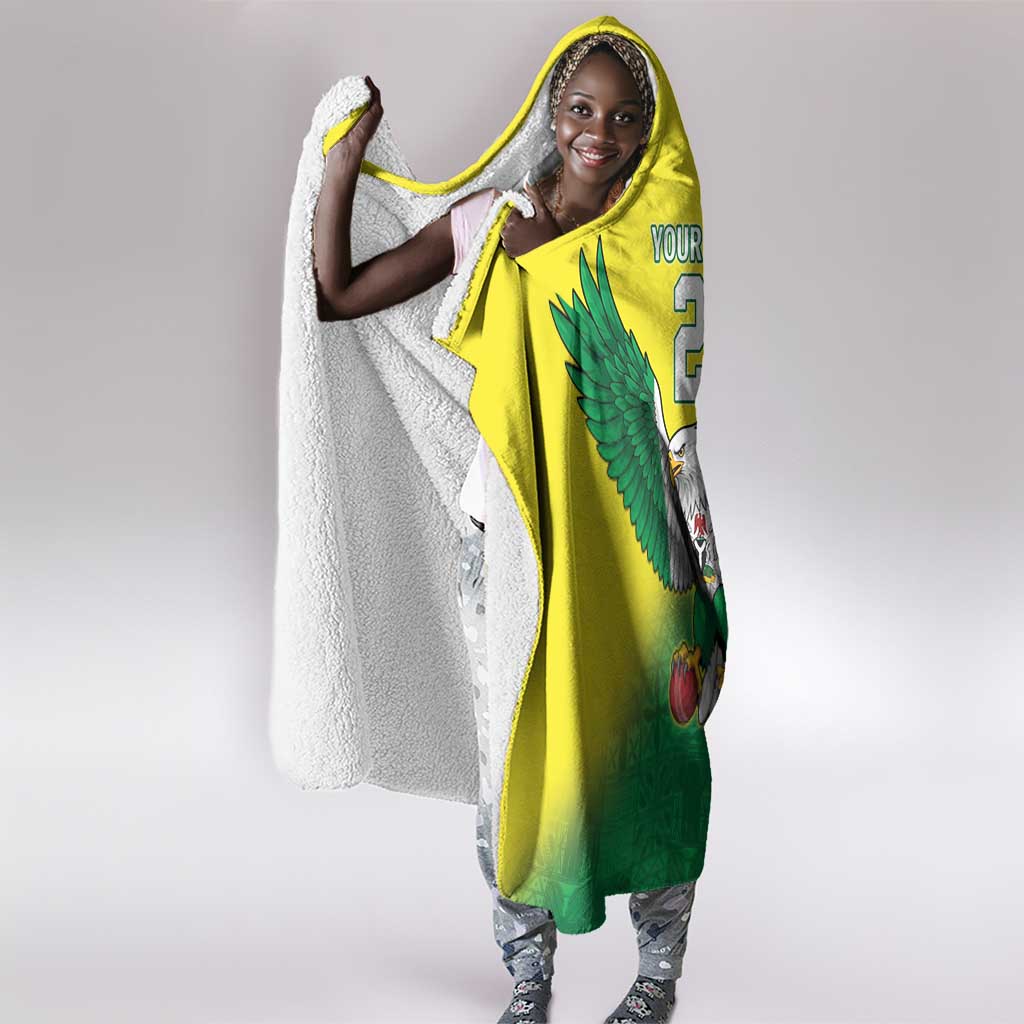 Custom Cricket African Nigeria Hooded Blanket Najeriya Angry Eagle Flag Motif - African Pride