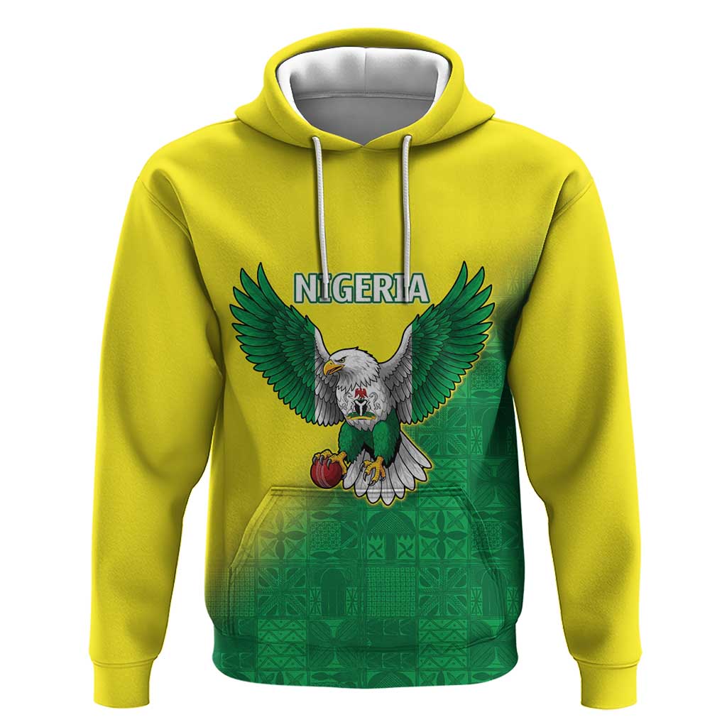 Custom Cricket African Nigeria Hoodie Najeriya Angry Eagle Flag Motif - African Pride