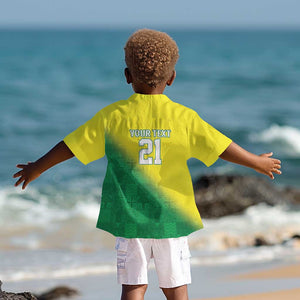 Custom Cricket African Nigeria Kid Hawaiian Shirt Najeriya Angry Eagle Flag Motif - African Pride