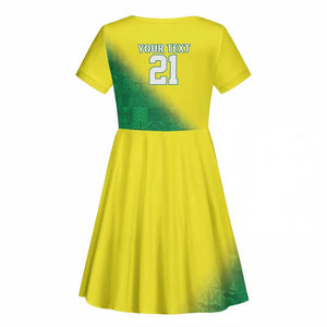Custom Cricket African Nigeria Kid Short Sleeve Dress Najeriya Angry Eagle Flag Motif - African Pride