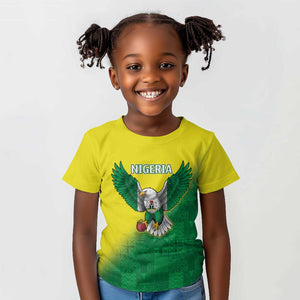 Custom Cricket African Nigeria Kid T shirt Najeriya Angry Eagle Flag Motif - African Pride