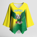 Custom Cricket African Nigeria Kimono Sleeve Blouse Najeriya Angry Eagle Flag Motif