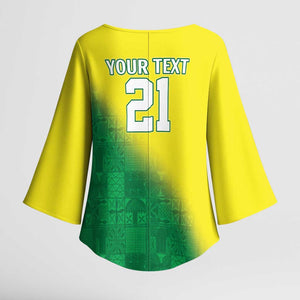 Custom Cricket African Nigeria Kimono Sleeve Blouse Najeriya Angry Eagle Flag Motif