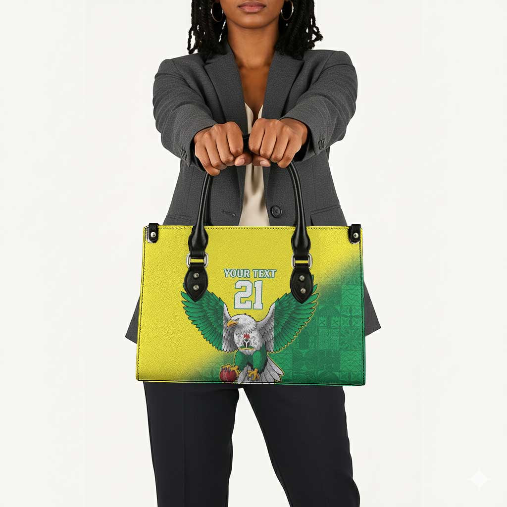 Custom Cricket African Nigeria Leather Bag Najeriya Angry Eagle Flag Motif