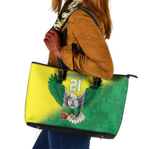 Custom Cricket African Nigeria Leather Tote Bag Najeriya Angry Eagle Flag Motif - African Pride