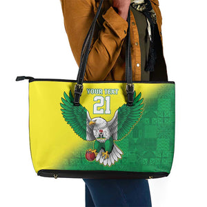 Custom Cricket African Nigeria Leather Tote Bag Najeriya Angry Eagle Flag Motif - African Pride