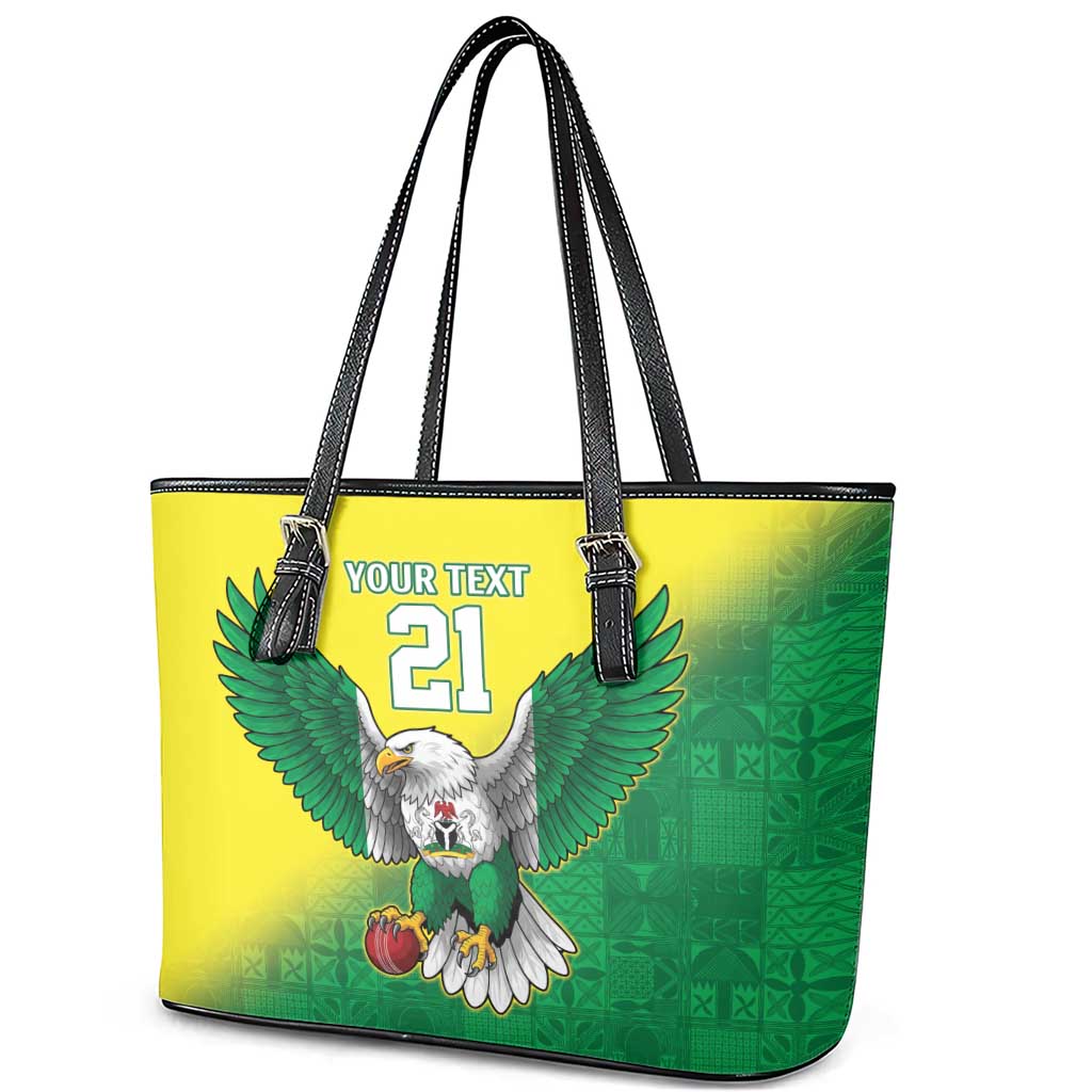 Custom Cricket African Nigeria Leather Tote Bag Najeriya Angry Eagle Flag Motif - African Pride