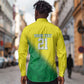 Custom Cricket African Nigeria Long Sleeve Button Shirt Najeriya Angry Eagle Flag Motif - African Pride