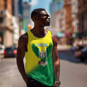 Custom Cricket African Nigeria Men Tank Top Najeriya Angry Eagle Flag Motif - African Pride