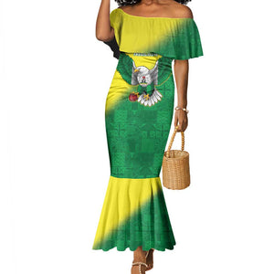 Custom Cricket African Nigeria Mermaid Dress Najeriya Angry Eagle Flag Motif - African Pride