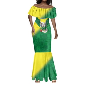 Custom Cricket African Nigeria Mermaid Dress Najeriya Angry Eagle Flag Motif - African Pride