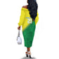 Custom Cricket African Nigeria Off The Shoulder Long Sleeve Dress Najeriya Angry Eagle Flag Motif - African Pride