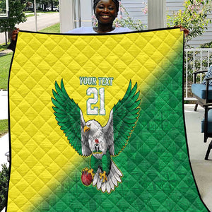 Custom Cricket African Nigeria Quilt Najeriya Angry Eagle Flag Motif - African Pride