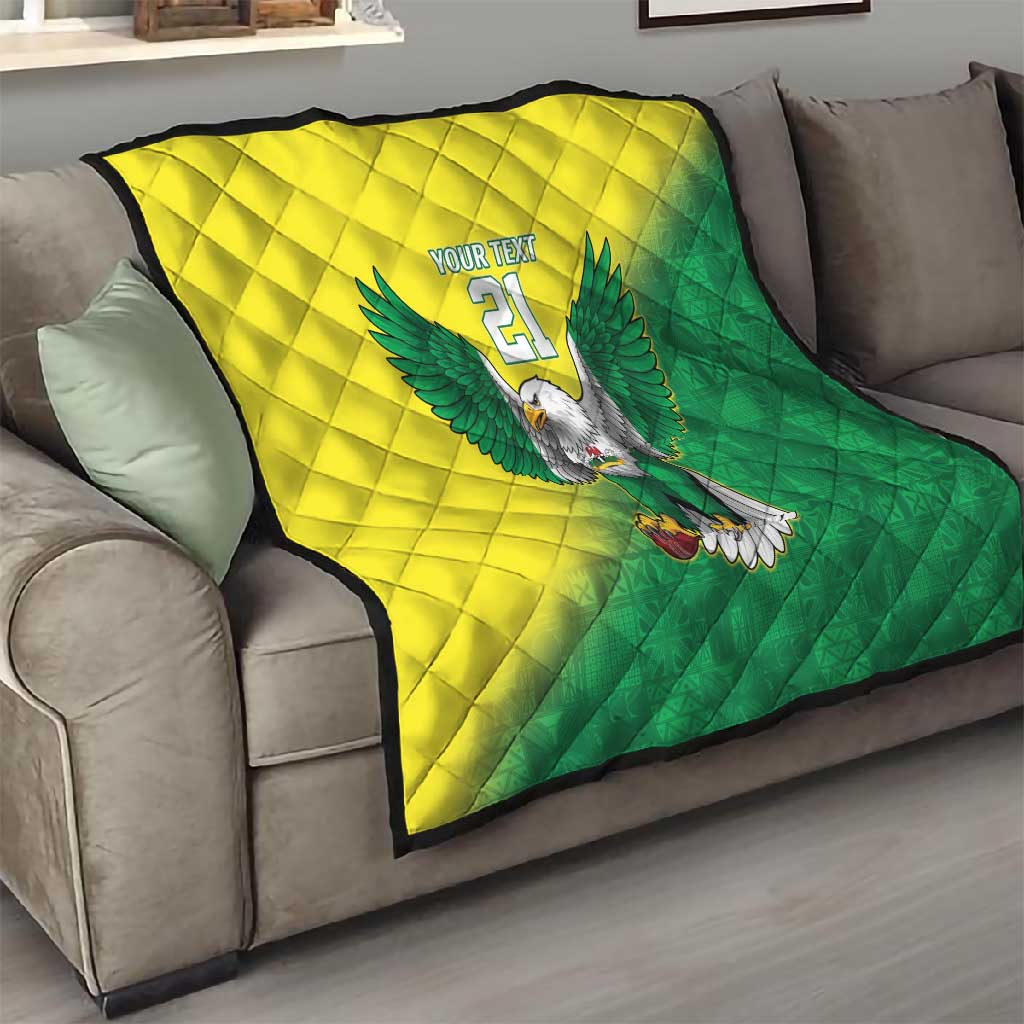 Custom Cricket African Nigeria Quilt Najeriya Angry Eagle Flag Motif - African Pride
