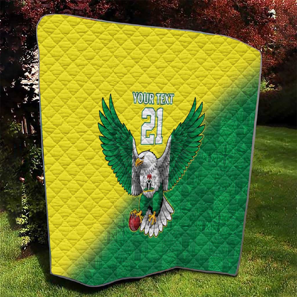 Custom Cricket African Nigeria Quilt Najeriya Angry Eagle Flag Motif - African Pride