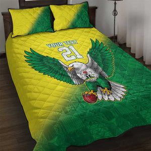 Custom Cricket African Nigeria Quilt Bed Set Najeriya Angry Eagle Flag Motif - African Pride
