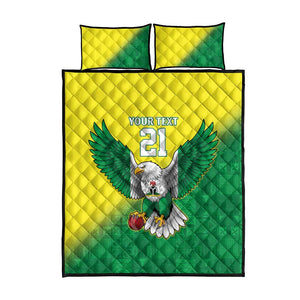 Custom Cricket African Nigeria Quilt Bed Set Najeriya Angry Eagle Flag Motif - African Pride