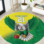 Custom Cricket African Nigeria Round Carpet Najeriya Angry Eagle Flag Motif - African Pride