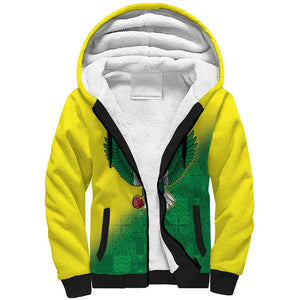 Custom Cricket African Nigeria Sherpa Hoodie Najeriya Angry Eagle Flag Motif - African Pride