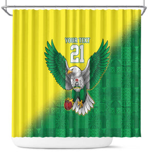 Custom Cricket African Nigeria Shower Curtain Najeriya Angry Eagle Flag Motif - African Pride