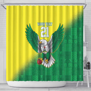 Custom Cricket African Nigeria Shower Curtain Najeriya Angry Eagle Flag Motif - African Pride