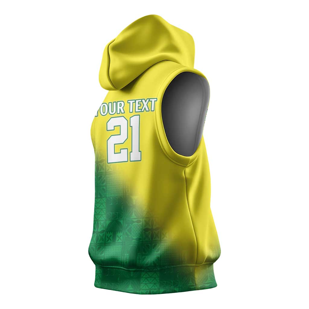 Custom Cricket African Nigeria Sleeveless Hoodie Najeriya Angry Eagle Flag Motif - African Pride
