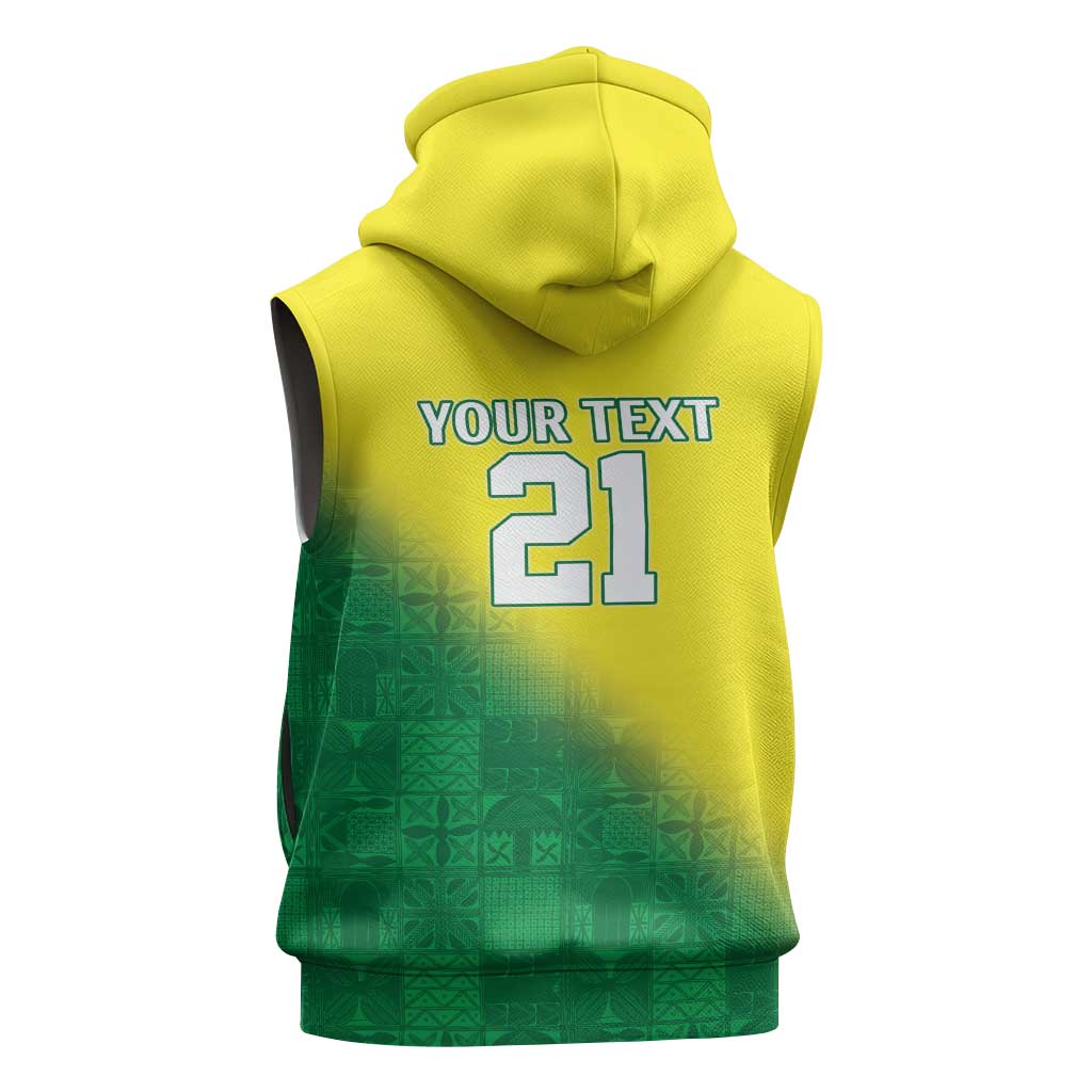 Custom Cricket African Nigeria Sleeveless Zip Hoodie Najeriya Angry Eagle Flag Motif - African Pride