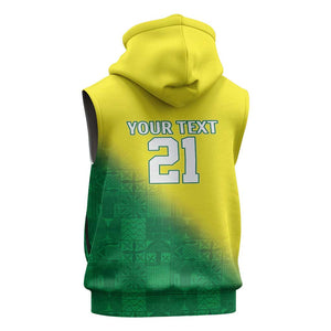 Custom Cricket African Nigeria Sleeveless Zip Hoodie Najeriya Angry Eagle Flag Motif - African Pride